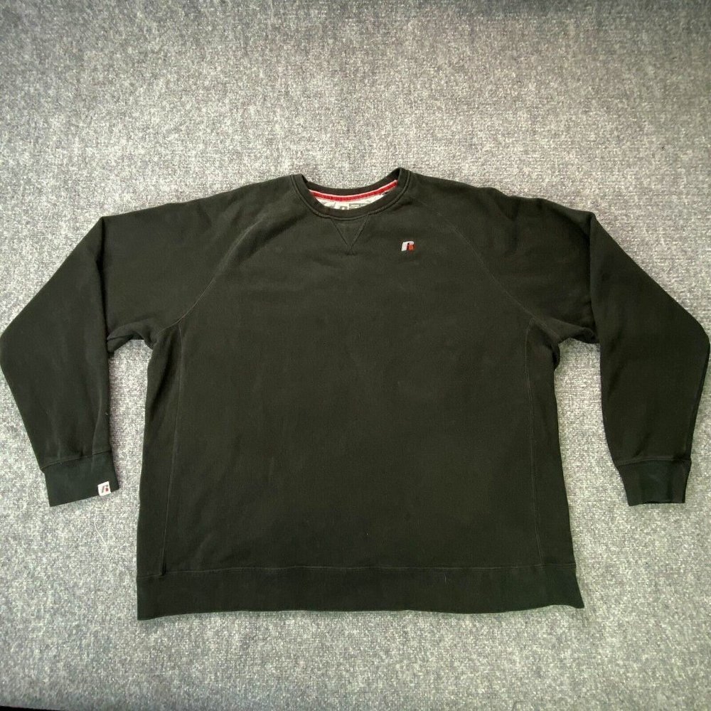 Vintage Y2K Russell Athletic Sweatshirt Men 2XL Black Pullover Streetwear Retro